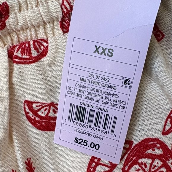 Wild Fable Red Seashell Pull-On Linen Drawstring pants. - Picture 5 of 12